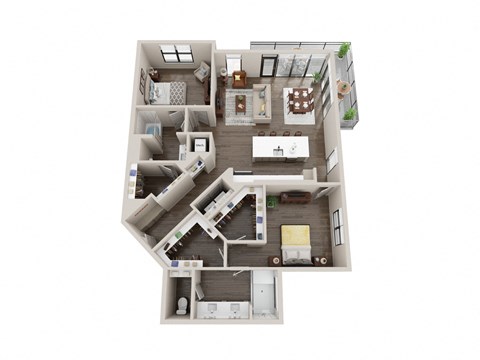Floor plan for 2 beds, 2 baths, 1486 sqft